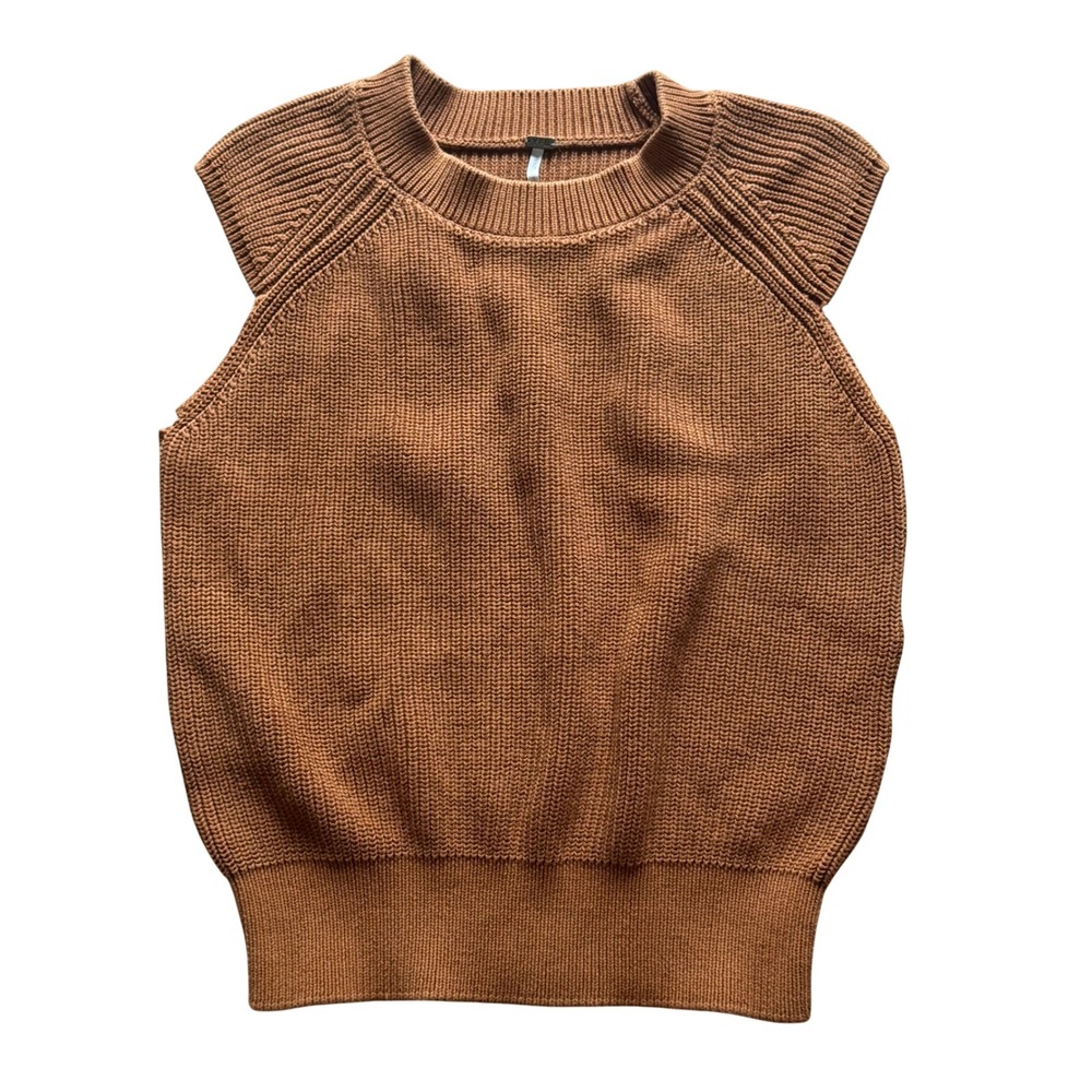 Young Fabulous & Broke YFB Knit Sweater Vest XS Brown 100% Cotton
